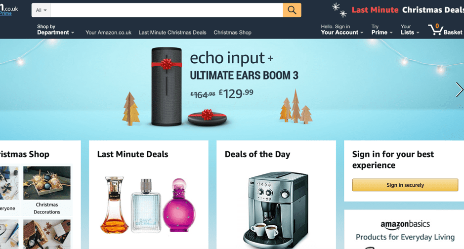 Amazon homepage