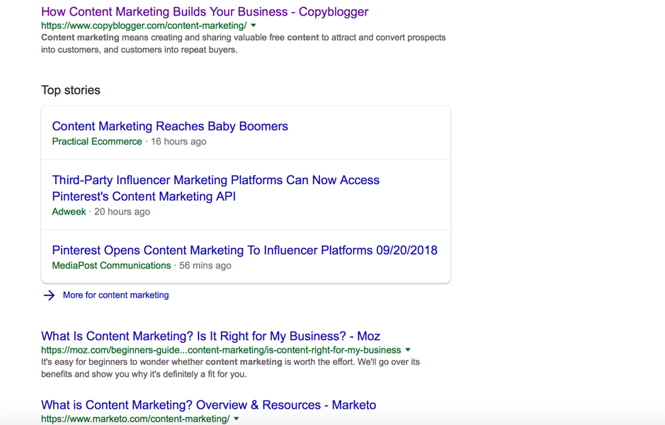 content marketing serp