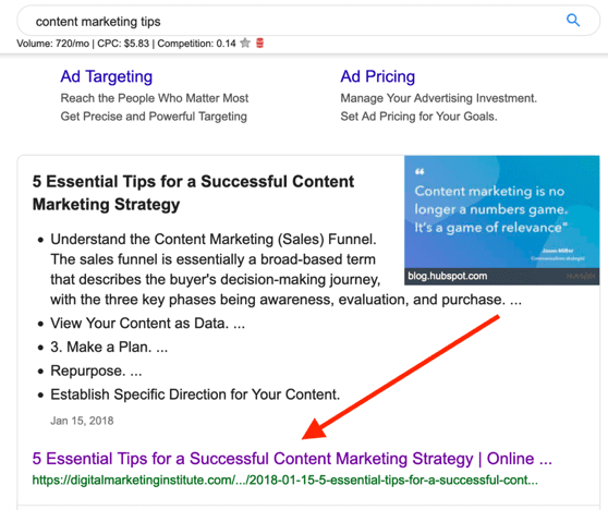  content marketing tips search