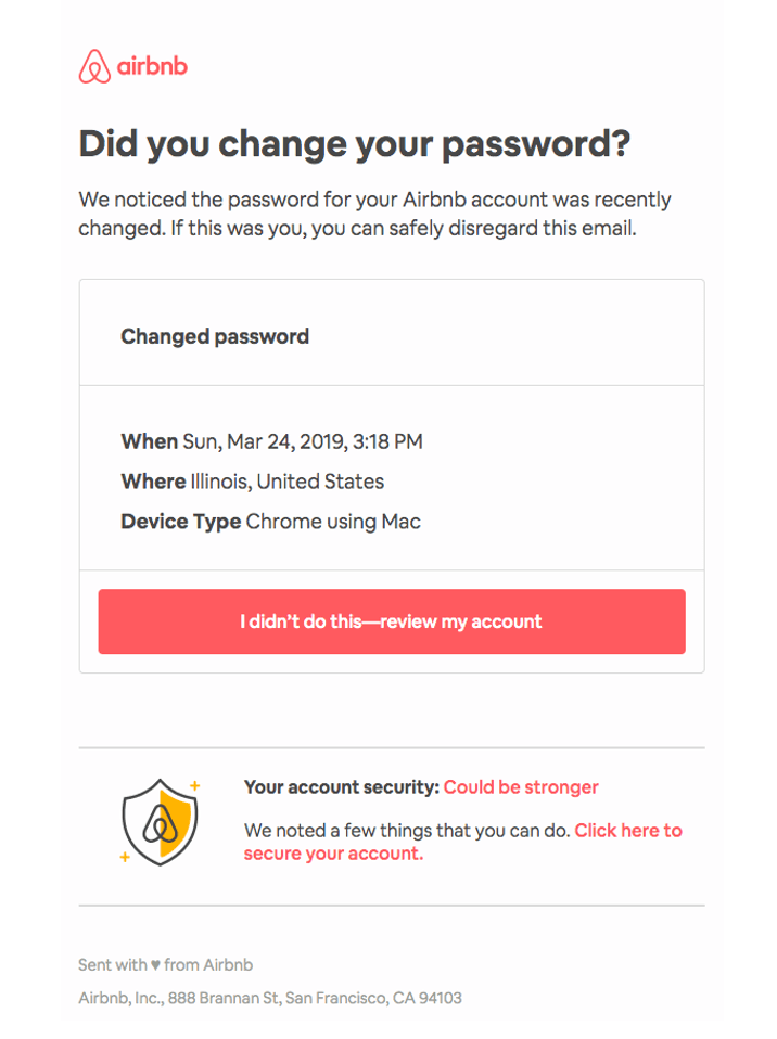 Changing password reminder