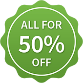 All for 50% off badge icon