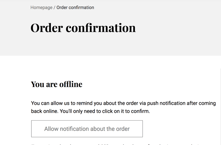 Order update push notification