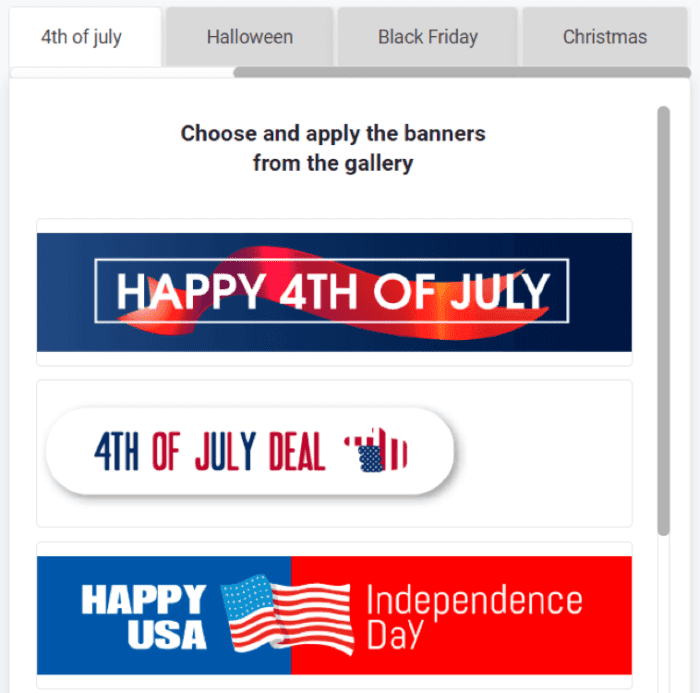 Seasonal email banners