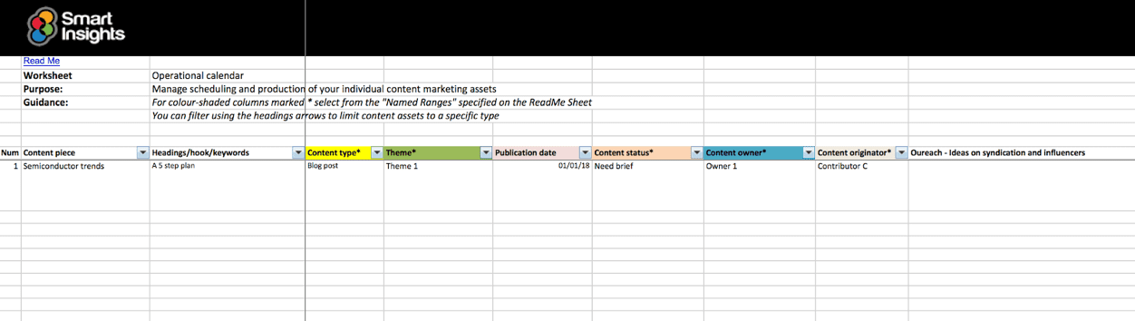 Smart Insights operational calendar